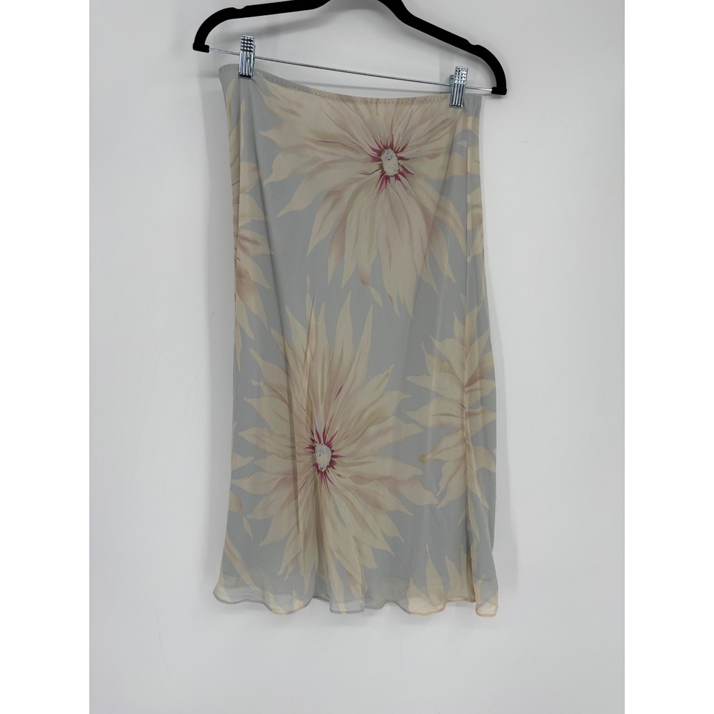 Banana Republic Skirt Women 6 Blue Silk Floral Midi Side Zip 155264-00 02/SUM